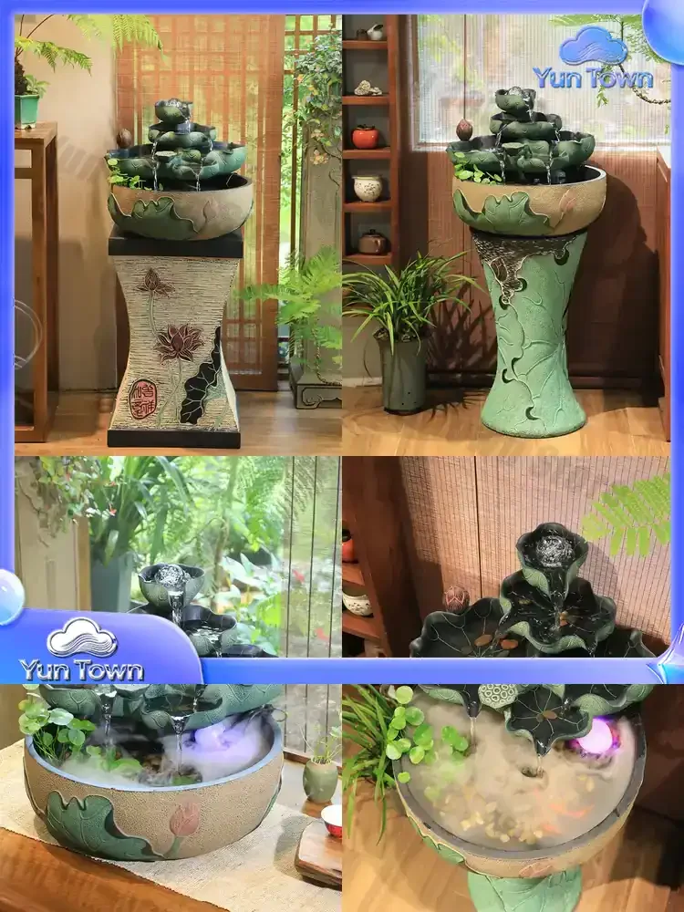 Creative fountain, flowing water ornament, feng shui ball, water feature humidifier, Chinese feng shui wheel, living room