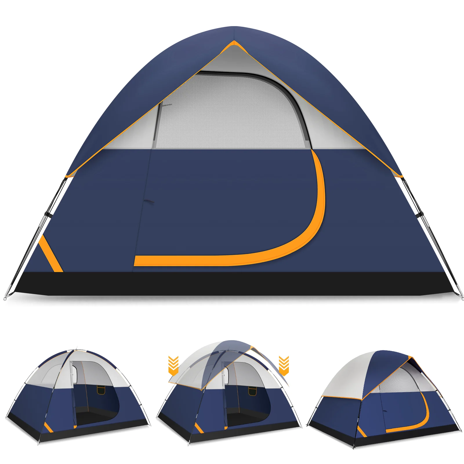 4 Person Camping Tent Gazebo Canopy With Removable Rainfly Portable Outdoor Family Tent For Camping Travel Fishing Hiking Scouts