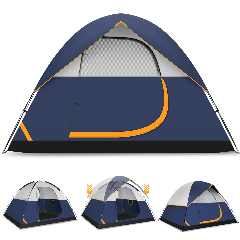 Spacious 4 Person Family Camping Tent with Rainfly