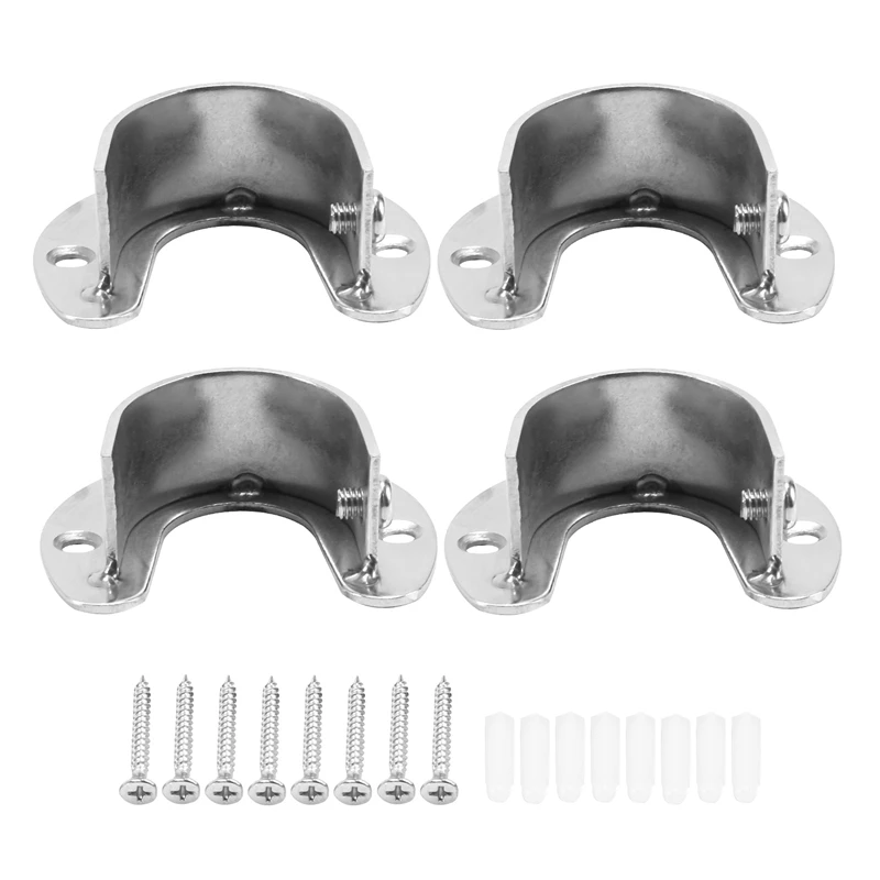 

4 Packs Heavy Duty Stainless Steel Closet Rod End Supports Closet Pole Sockets Flange Rod Holder With Screws, 1-1/3 Inches Diame