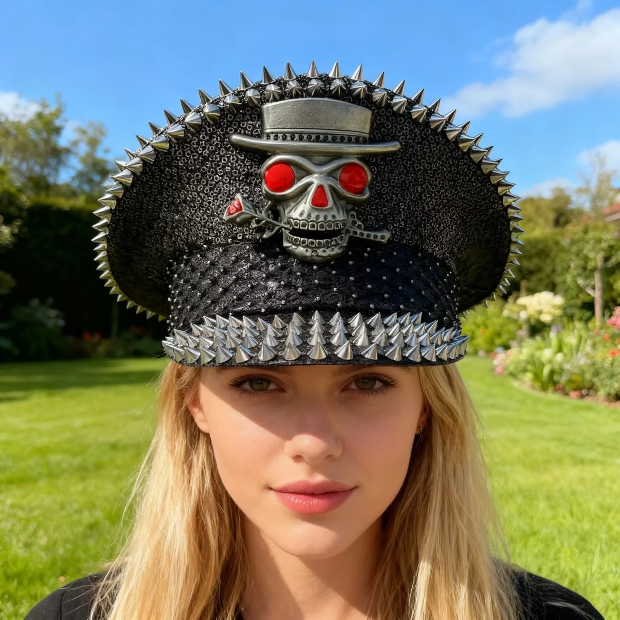 Steampunk Captain HatRhinestone for Music Festival,Halloween, Disco, Burning Man,Vintage Military Cap for Men &Women