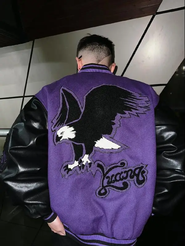 Chaquetas bordadas de águila para hombres y mujeres, chaquetas de béisbol, chaquetas casuales sueltas de hip-hop americano, tops de moda nacional