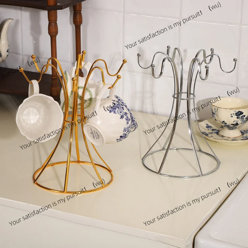 Home Desktop Flat Six Cup Iron Frame, Kitchen Inverted Water Cup Storage Rack, Restaurant Coffee Cup Storage And Drainage Rack
