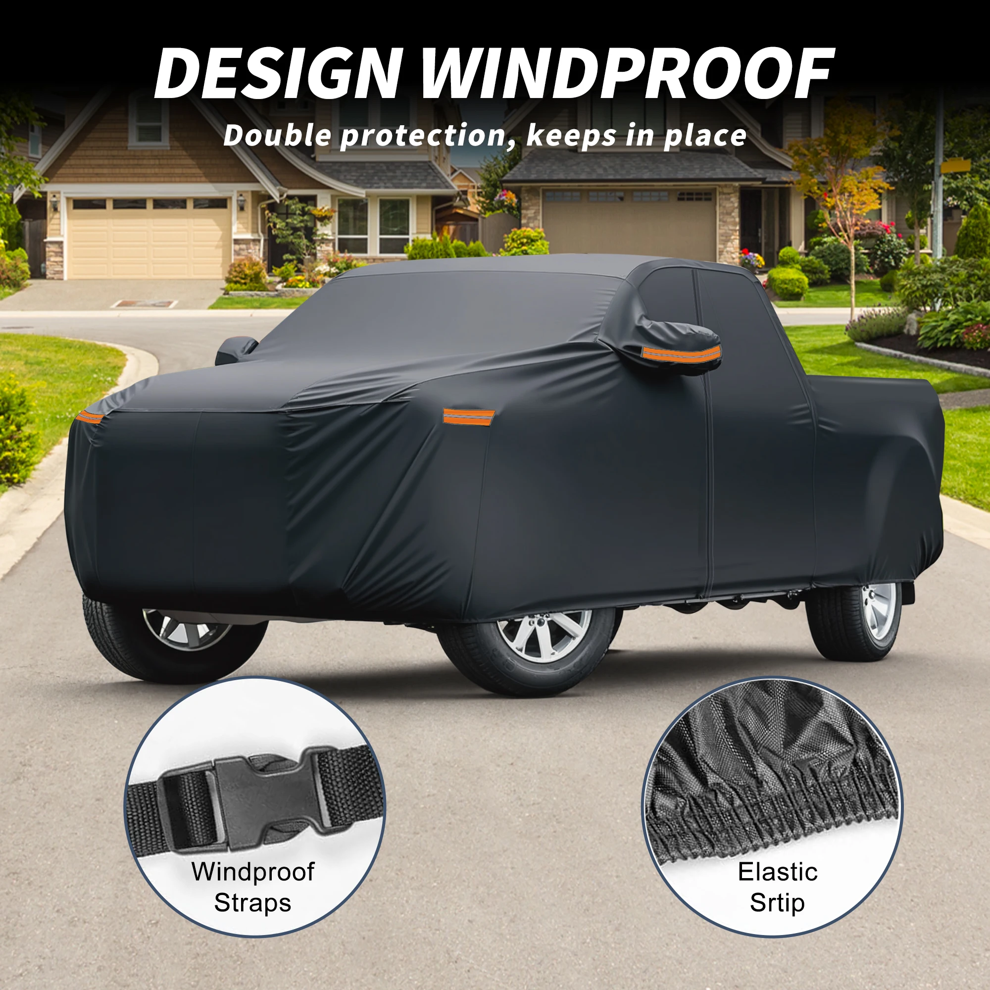 UXCELL for Hyundai Santa Fe 210D-PU Outdoor Full Car Cover All Weather Windproof Rain Snow Protection with Driver Door Zipper