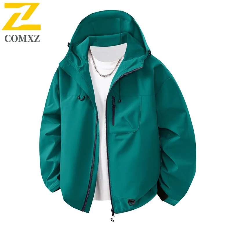 

COMXZ Men Outdoor Jacket Casual Hooded Adventure Comfort Motorcycle Jacket Leisure Street Style Lightweight Autumn Windbreaker