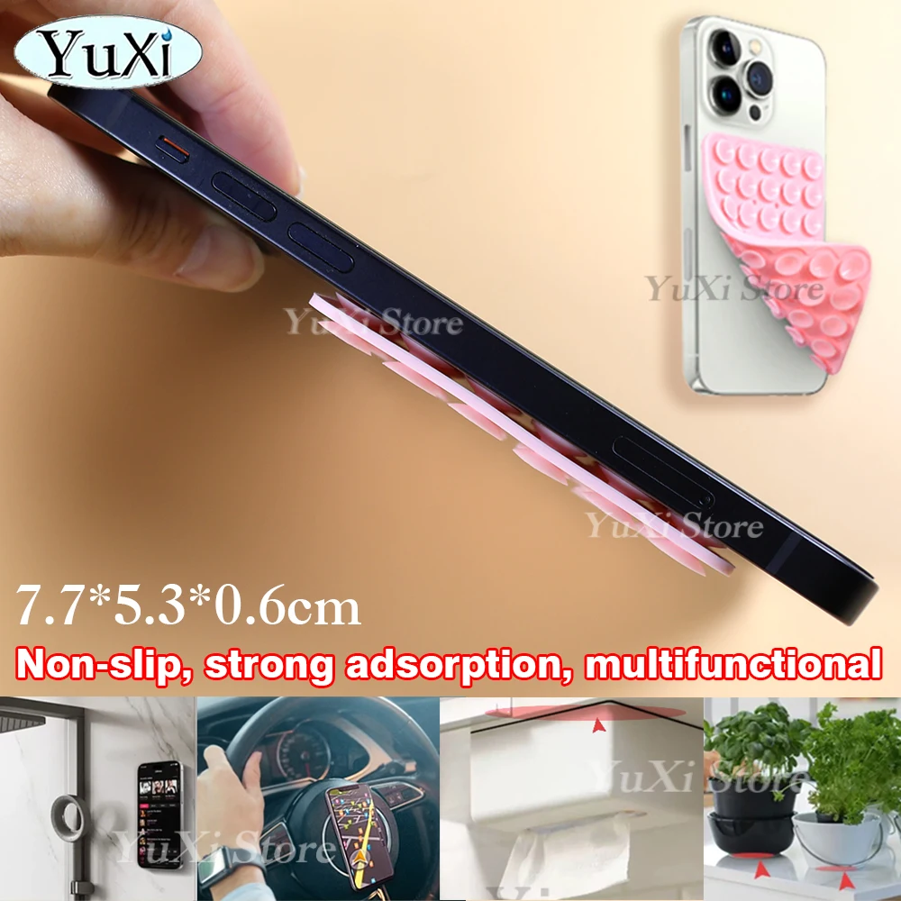 Ventouse Double face en Silicone, avec lingettes de nettoyage sec et humide, pour fixation de téléphone portable, ventouse en caoutchouc pour la fixation