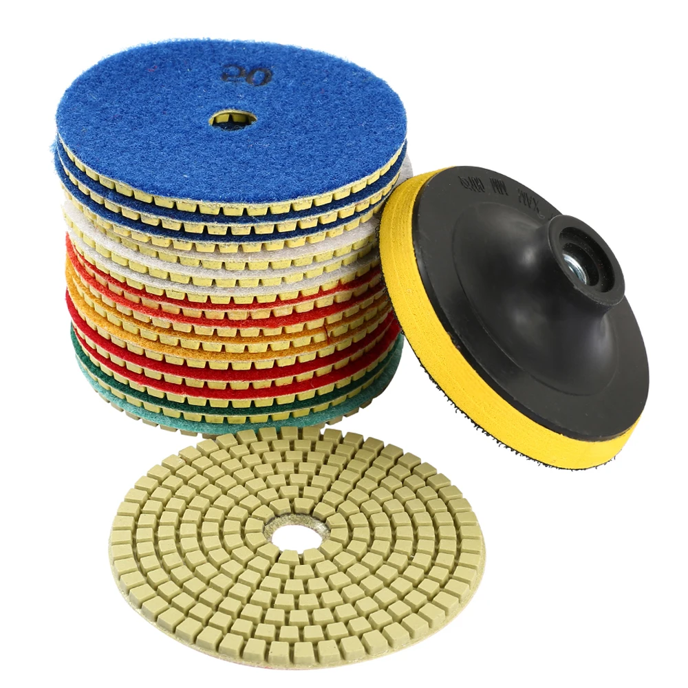 

16pcs Diamond Polishing Pads Kit 4 Inch Round Sanding Discs Wet Dry Grinding Wheels Set Diamond Sandpaper for Diamond Granite