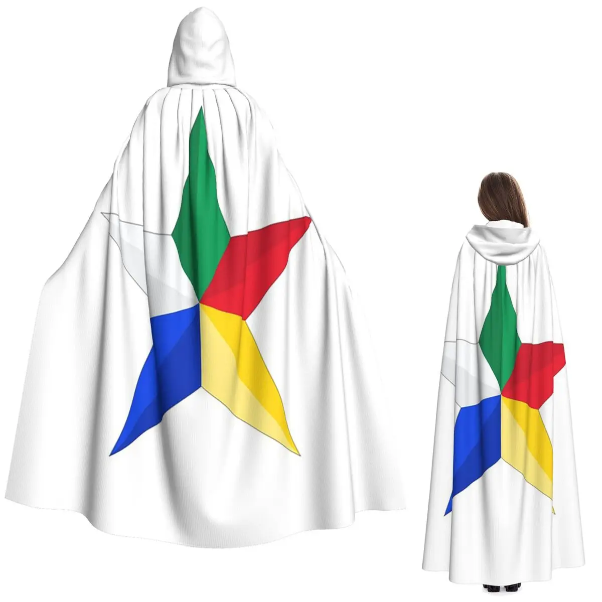 Capa larga con capucha con estrella de la bandera de los drúzicos, disfraz medieval de bruja, capa de cosplay, abrigo de Halloween, unisex para adultos