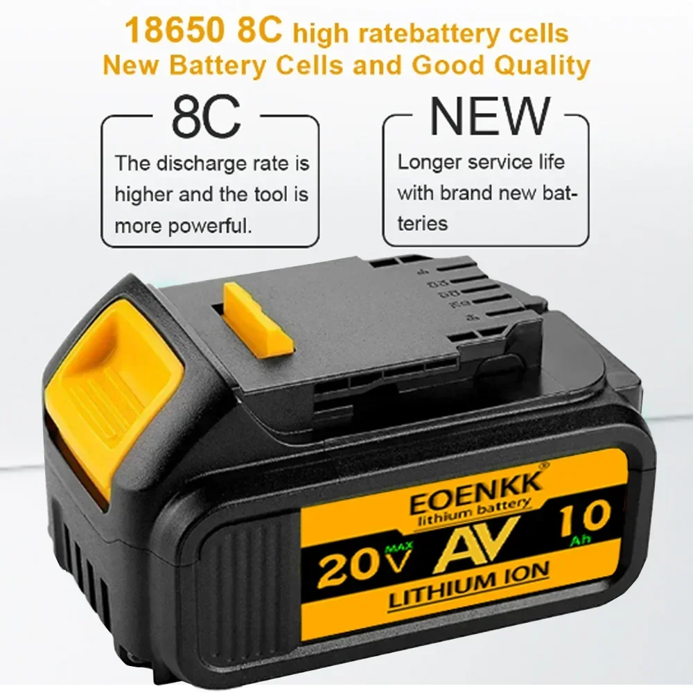 New DCB200 10.0Ah Lithium Replacement Battery For Dewalt DCB182 DCB201 DCB205 Battery Compatible 20V 10.0Ah Battery for DeWalt