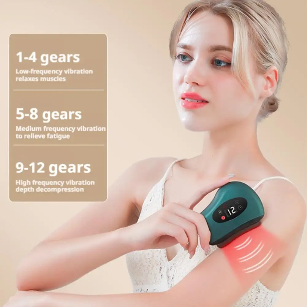 

Electric Scraping Vibration Massage Hot Compress Dredging Meridian Lymphatic Drainage Soothe Tense Muscles Gua Sha Board