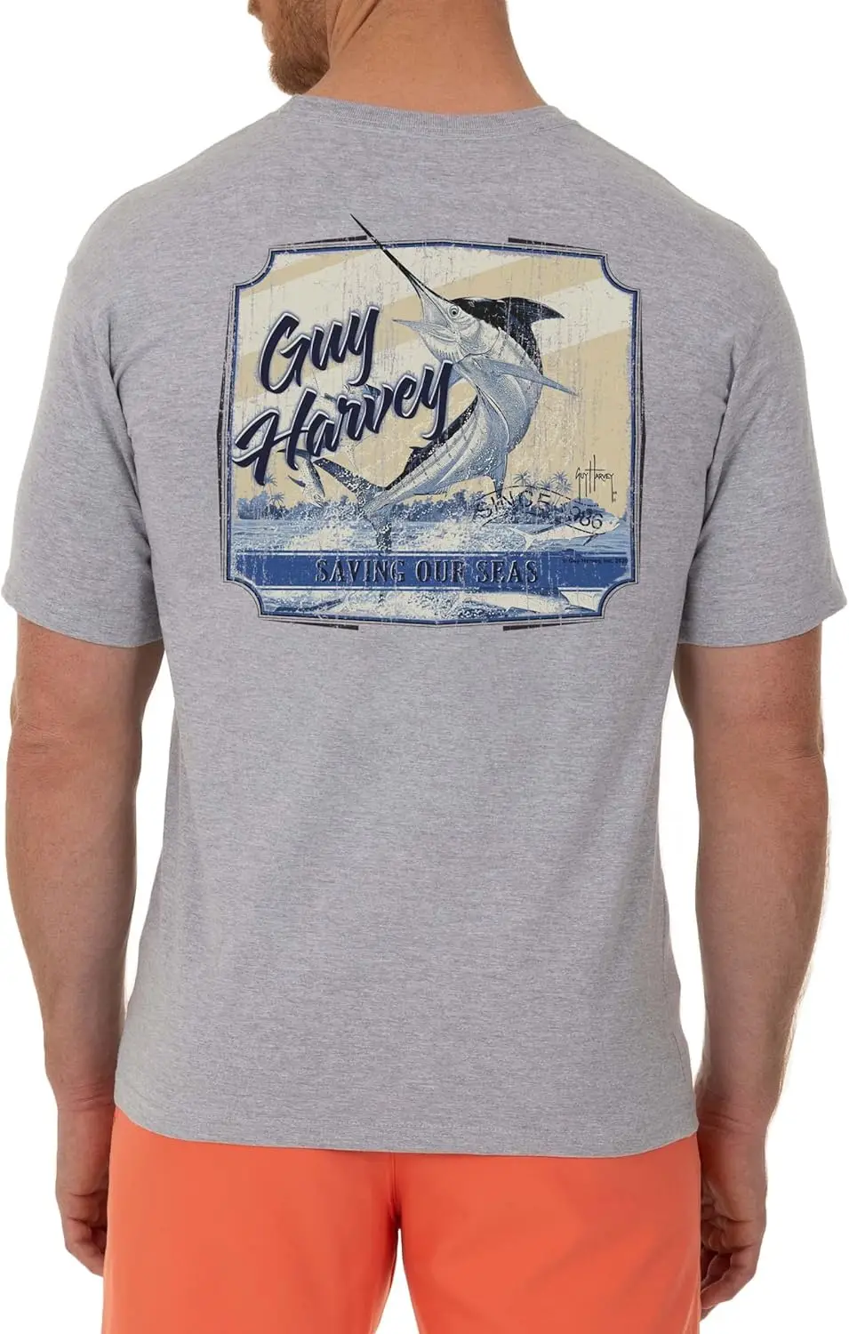 تي شيرت Guy Harvey للرجال من مجموعة Billfish بأكمام قصيرة وجيب - تي شيرت عصري لصيد الأسماك والمغامرة في الهواء الطلق من القطن #5