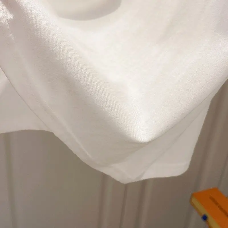 Cotton 2023 Summer New In Korean Round Neck Bubble Short Puff Sleeve T-shirt Ins Fashion Tee Lady Tops White Black tShirts