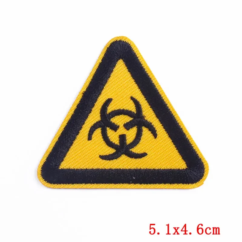 Traffic Signs Patches On Clothes Warning Signs Iron On Embroidered Patches For Clothing Dangerous Fragile Triangles Stripe Badge