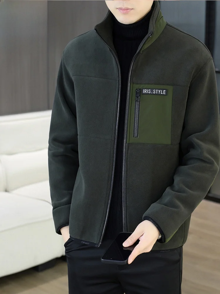 

Pierre Cardin Men's Casual Thiened Stand Collar Jaet Autumn Winter New Sle Orlon Fce Warm Windproof Top irt