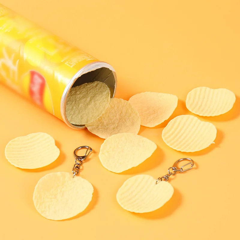 Funny 1:1 Fake Crisps Food Toy Pendant PVC Simulation Crisps Props Potato Chips Props Simulation Puffed Food Snacks KeyChain