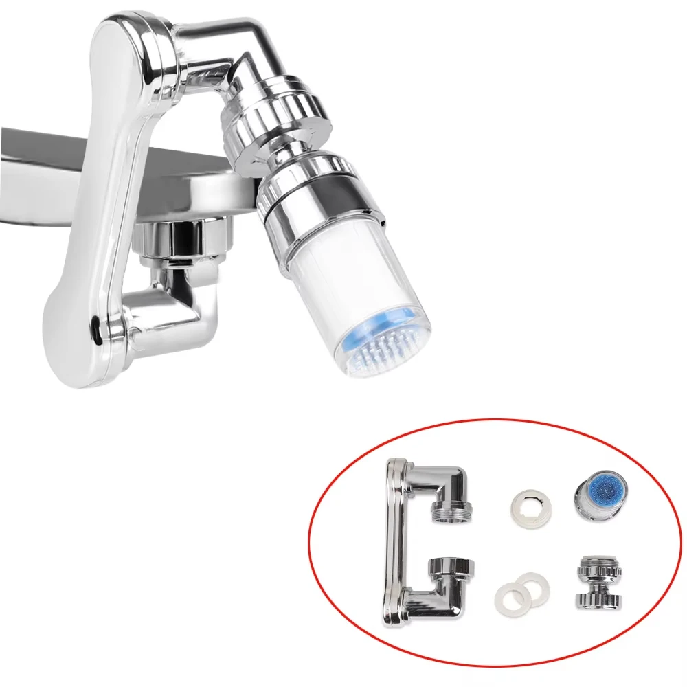 Universal 1440 Degree Rotatable Faucet Aerator Extender Plastic Splash Filter Faucets Bubbler Nozzle Robotic Arm 2 Modes Faucet