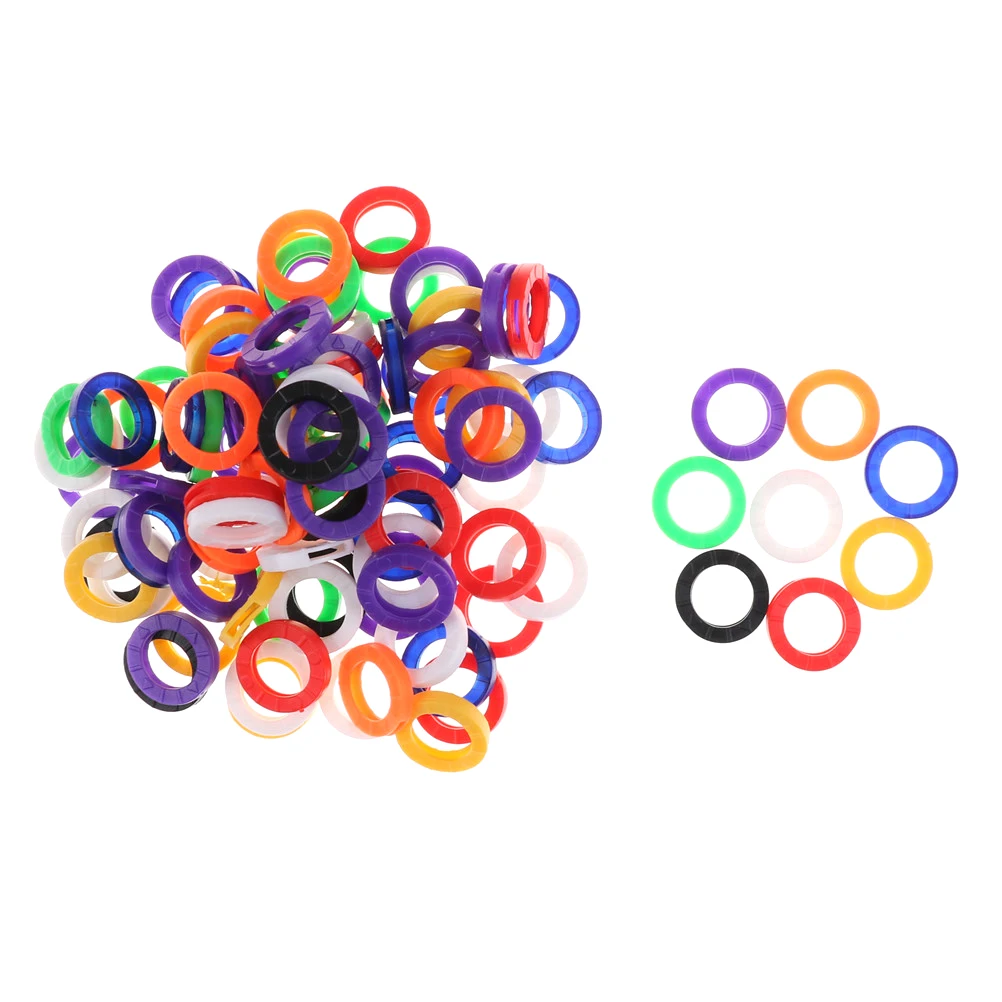 10pcs Key Top Cover Head/Caps/Tags/Label ID Markers Mixed Toppers Silicone Coding Colorful Key Identifier Cover Keyring Rings