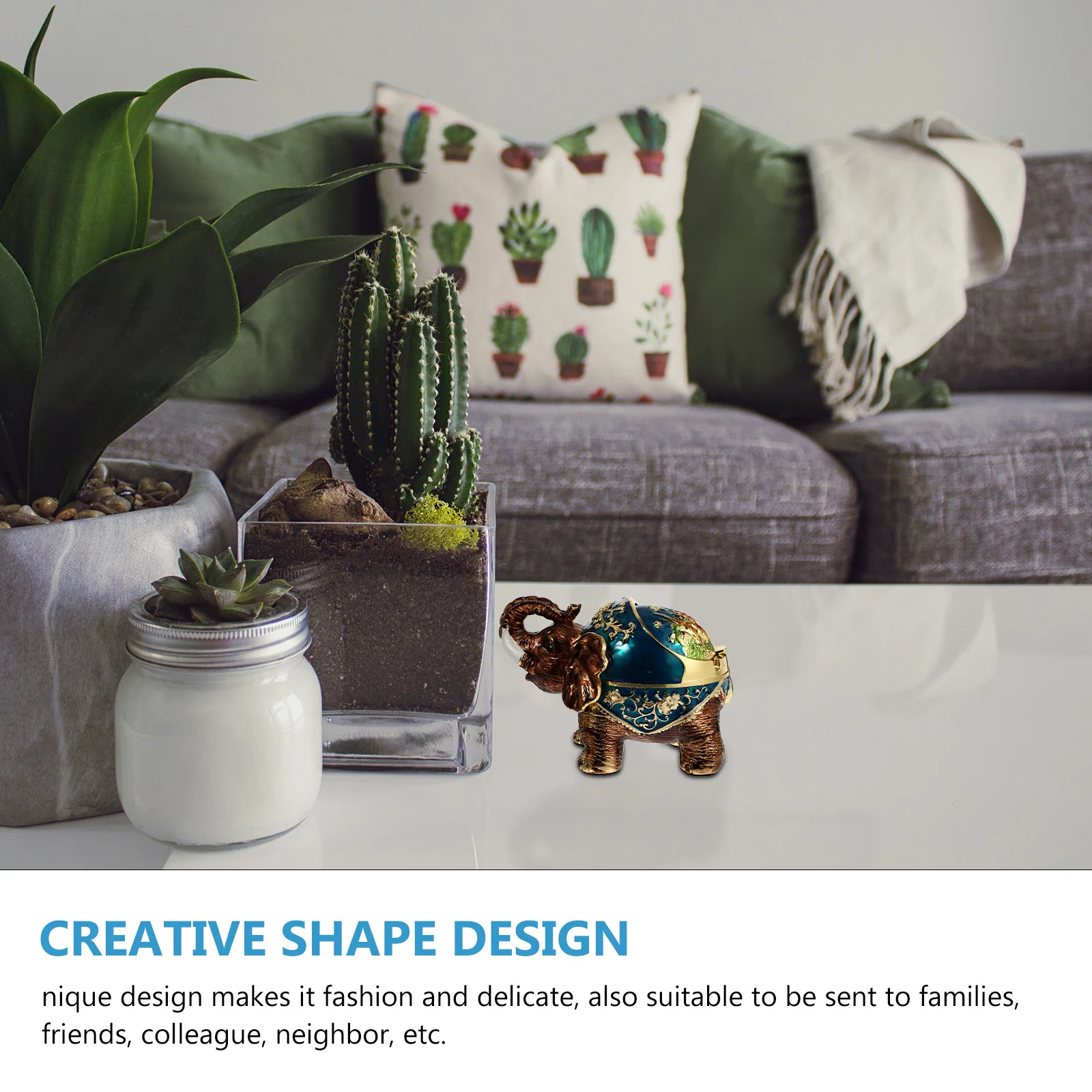 

Elephant Ashtray Zinc Alloy Cigarette Holder Retro Style Vintage Design Home Office Decor Smoke Accessories Animal Shape