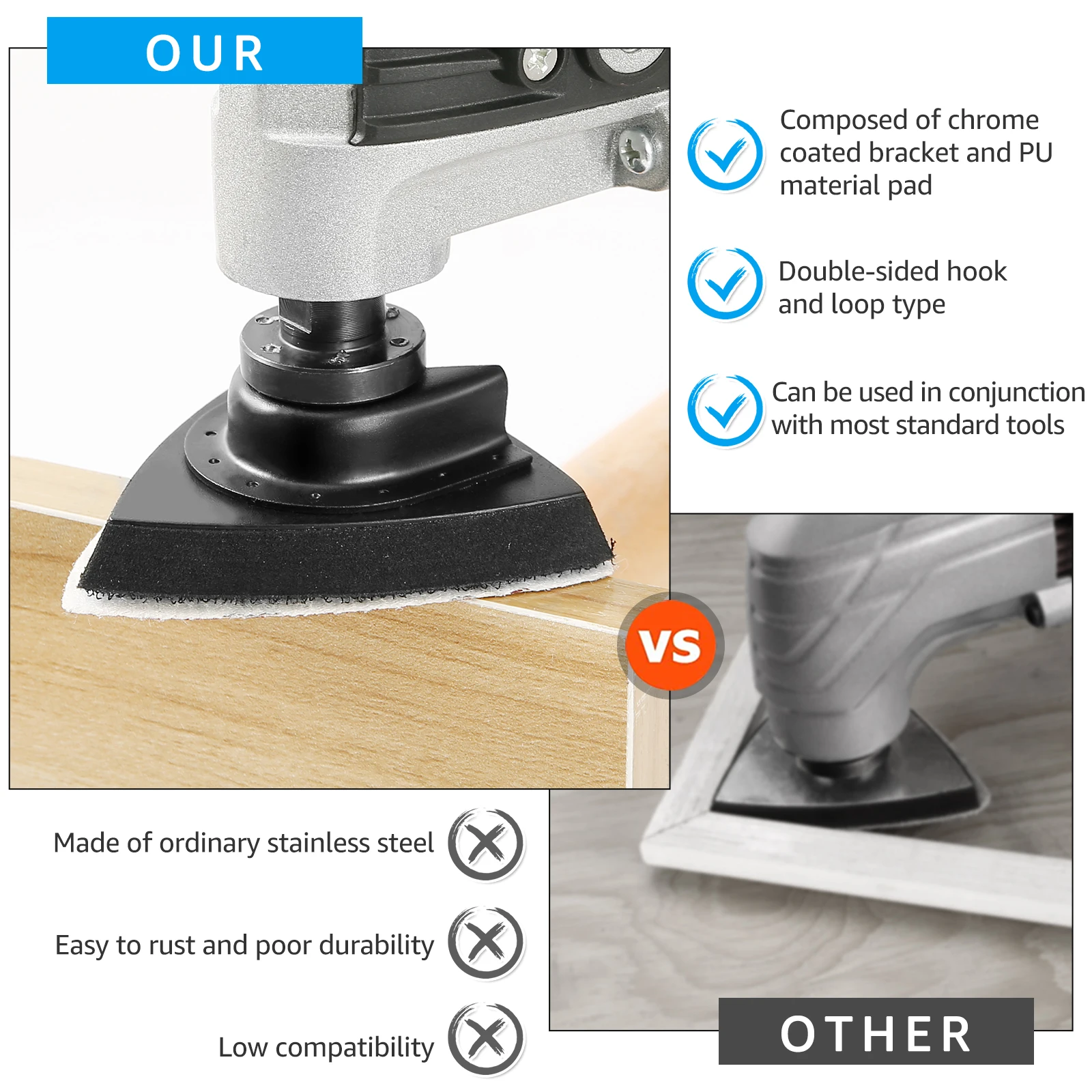 122Pack Grinding Triangle Oscillating Sandpaper Triangular Sanding Pad Hook Loop60/80/120/180/240/320 Grit For Multitool