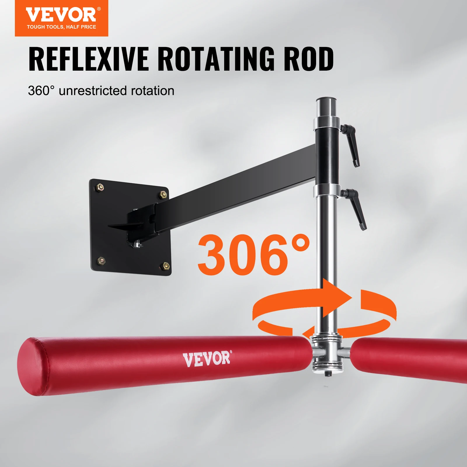 VEVOR Wall Mount Boxing Spinning Bar Adjustable Punching Spinning Bar Boxing Speed Trainer with Gloves Red Reflex Boxing Bar