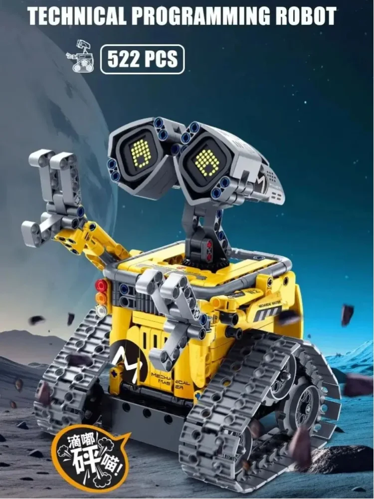 3-in-1 Technischer Wandroboter-Bausatz Gelber Programmierbarer RC-Roboter-Modellbausatz mit Beweglichen Armen & Augen Interaktives Mechanisches Design Sammlerstück für Erwachsene Lehrreiches Spielzeug