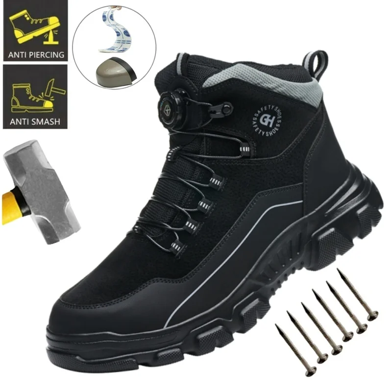 

Light Breathable Safety Work Shoes Steel Toe Men Puncture-protective Work Boots Anti-smash Protect Indestructible Safety Boots