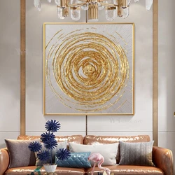 One Piece Gold Paintings On The Wall Texture Sliver Pictures For Living Room Handmade Canvas Oil Painting Art Poster For Bedroom