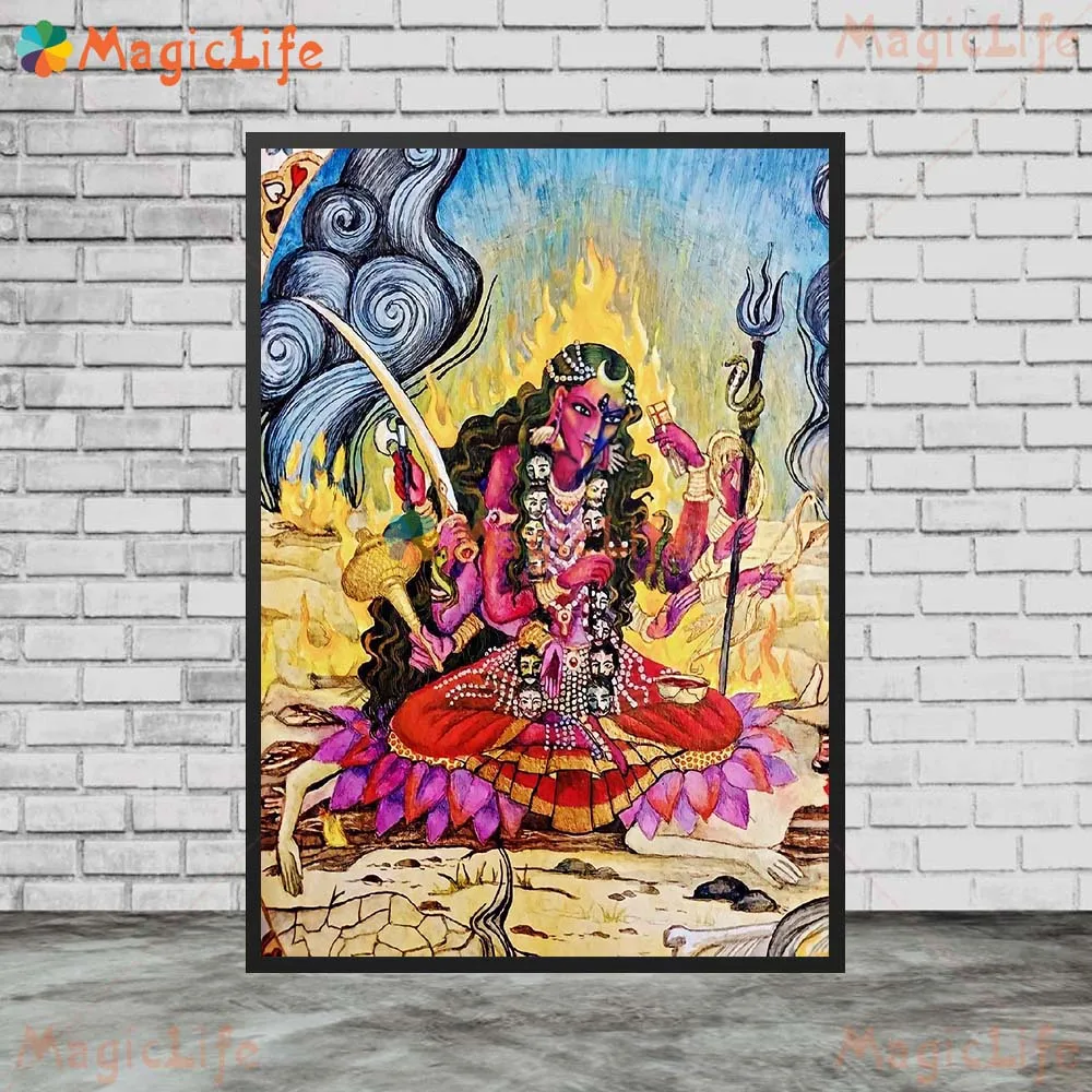 Religion Goddess Kali Lakshmi Hinduism Poster Wall Pictures For Living Room Decor Poster Wall Art Canvas Painting Unframed