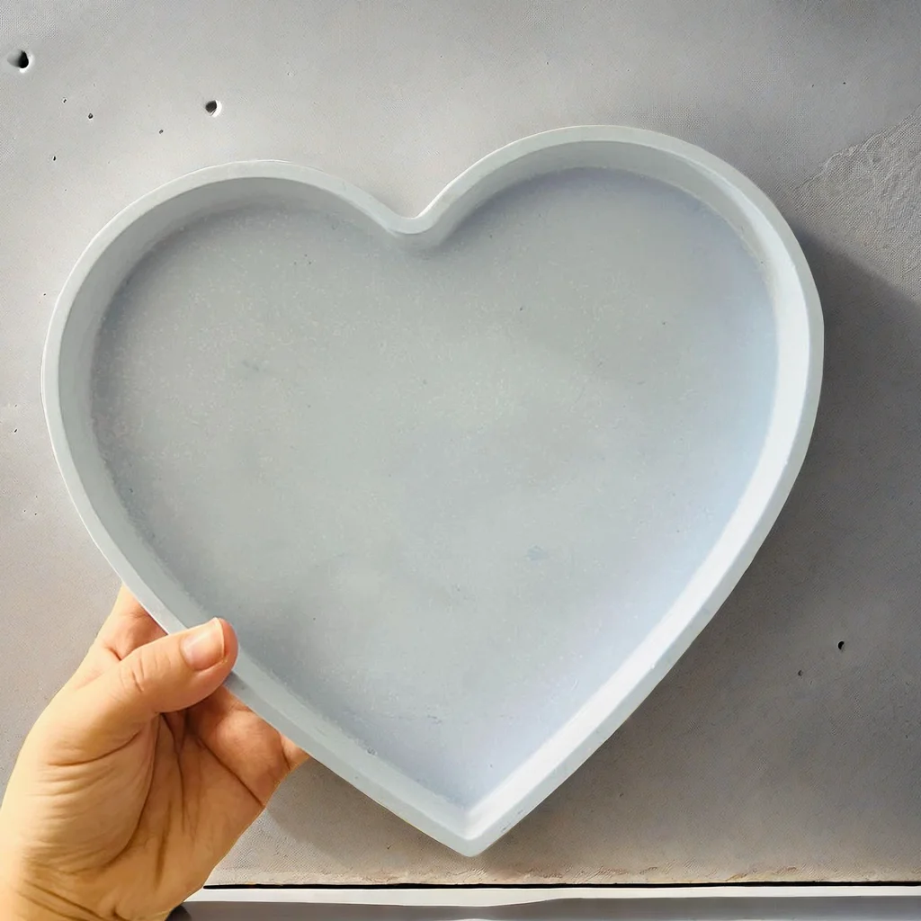 Scatola di immagazzinaggio del vaso di fiori a forma di cuore stampo in Silicone contenitore per candele resina di gesso vassoio in cemento stampo