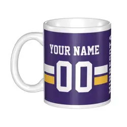 Custom Minnesota Name & Number Football Coffee Mug for Football Fan,Football Gifts for Football Fan Son Grandson Friend Coworker