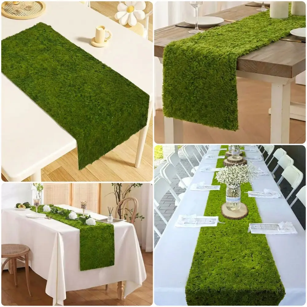 Green Artificial Grass Table Runner Width 30cm Length 120cm/180cm Turf Table Runner Scene Layout Simulation Moss Tablecloth