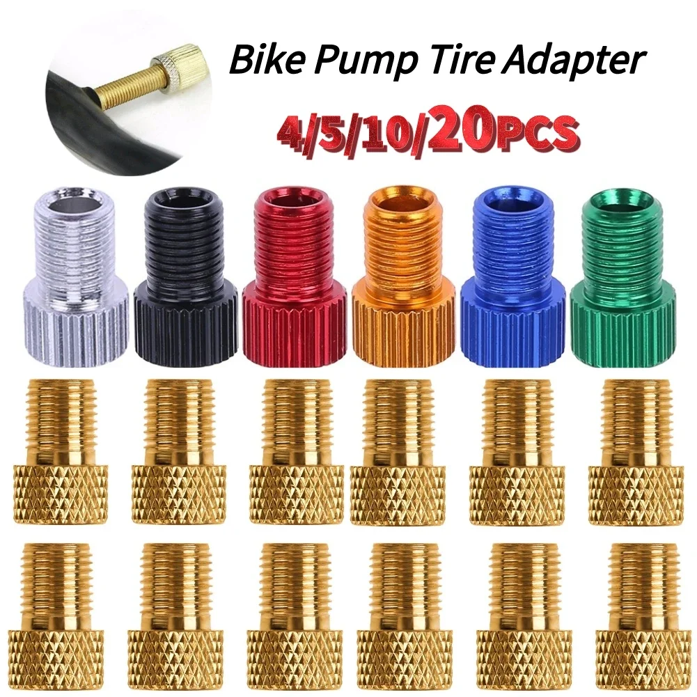 4/5/10/20pcs Presta To Schrader Adaptors Aluminum Alloy Tire Valve Connectors Copper Bike Pump Tire Adapter Bicycle Parts