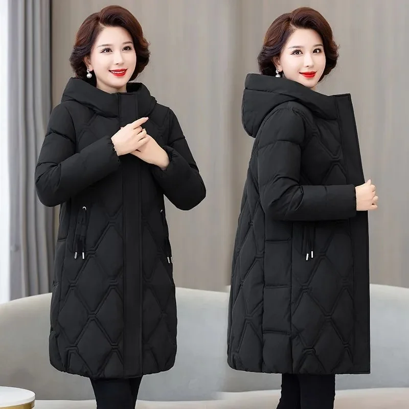 Parkas longs à capuche pour femmes, manteau d'hiver chaud, pardessus épais, vêtements de neige décontractés, nouveau, 2023