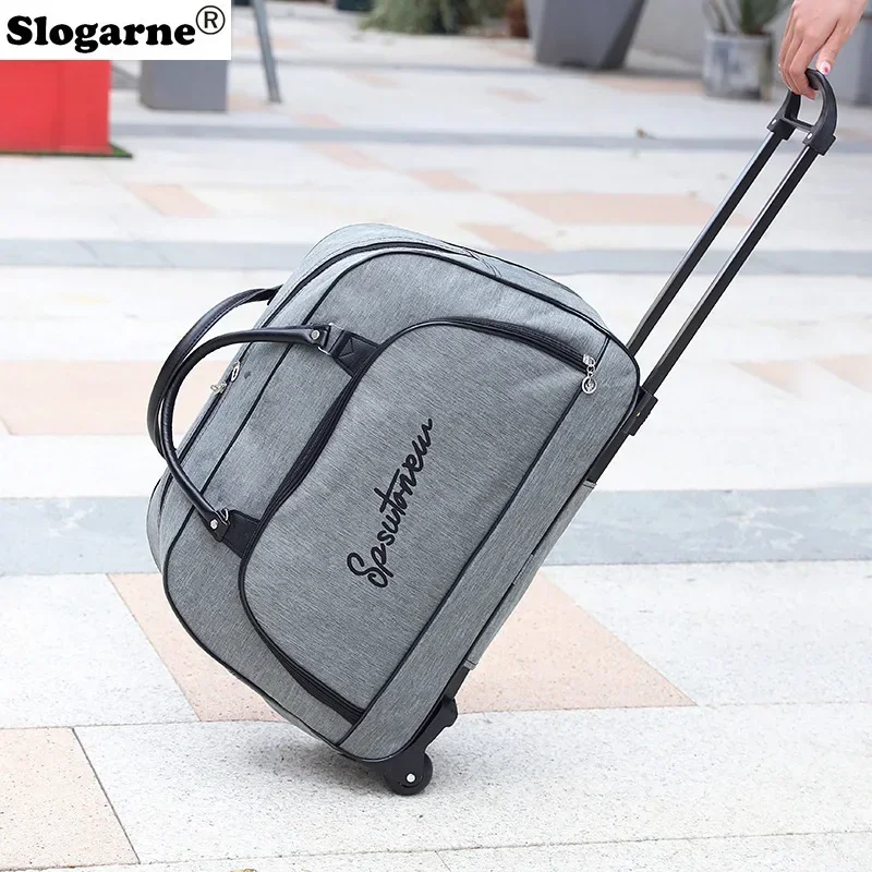 Women Large Capacity Travel Duffels Wheels Roll Luggage Bag Men Traval Trolley Bags Unisex Wheels Suitcase Handbag Travel Tote