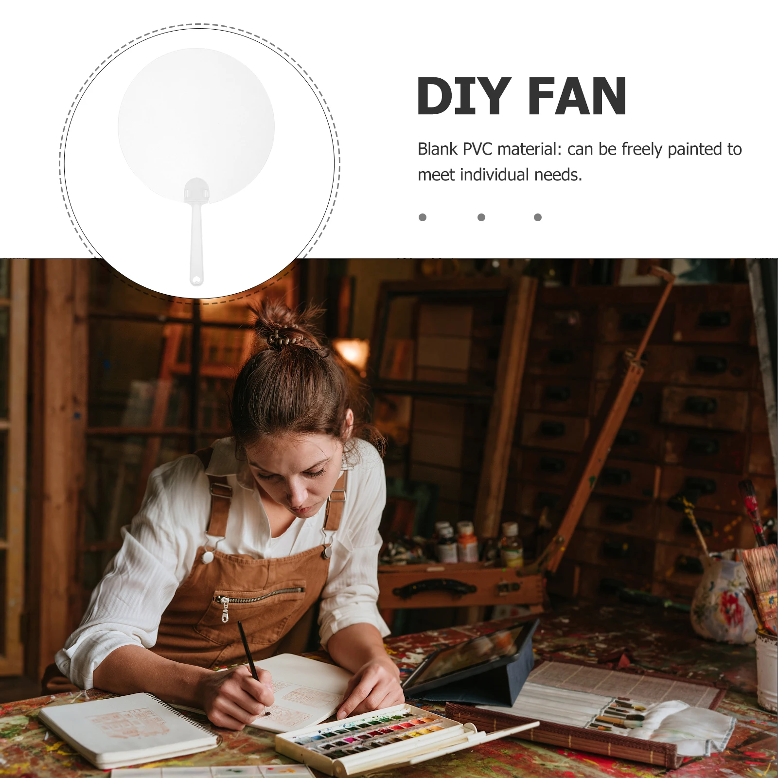 

12 Pcs Painting and Graffiti Fan Blank Hand Diy Cartoon Material Pvc Fans for Crafts