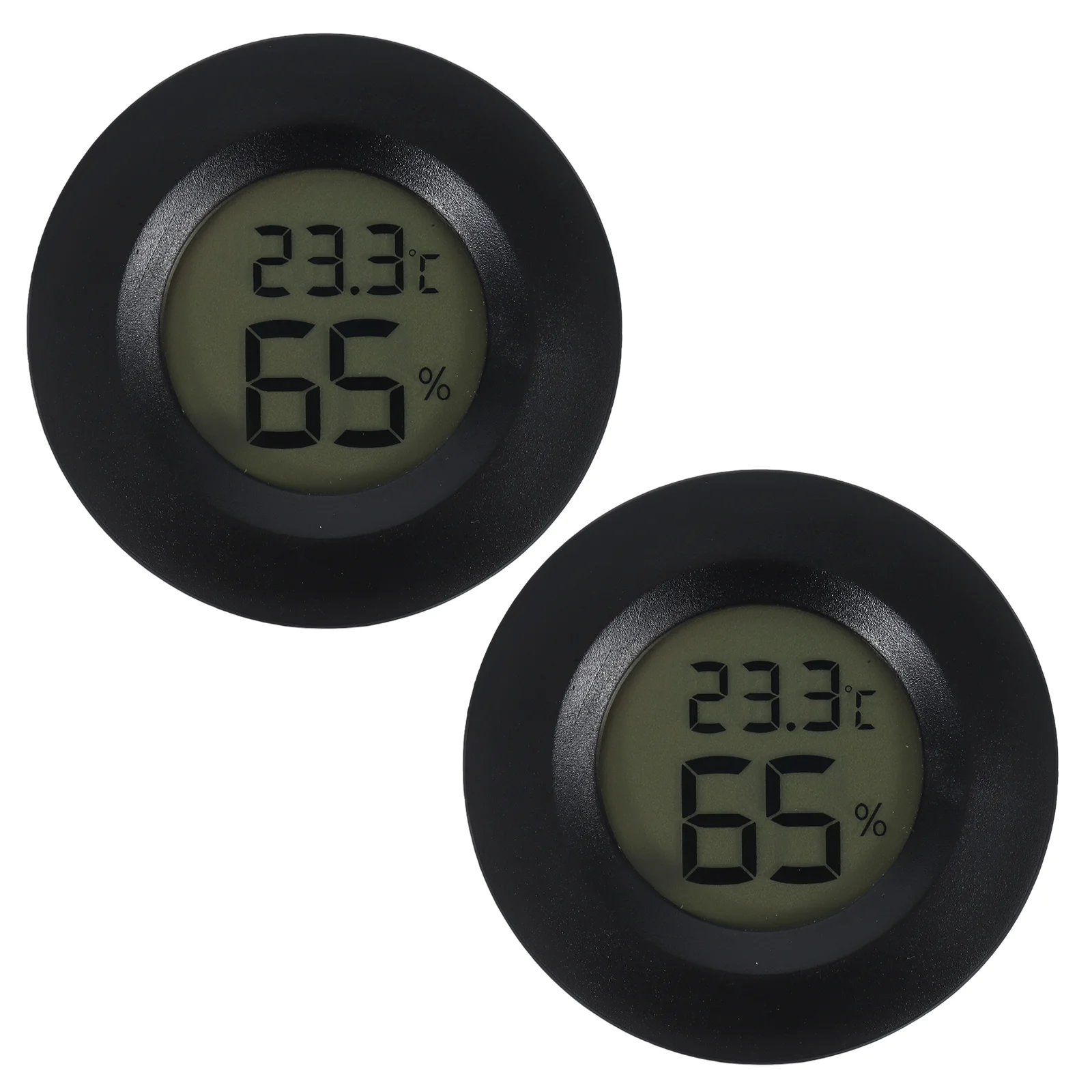 2Pc Round Shaped Digital Thermometer Hygrometer Humidity Meter Temperature Display for Indoor Bedroom Home Use without (