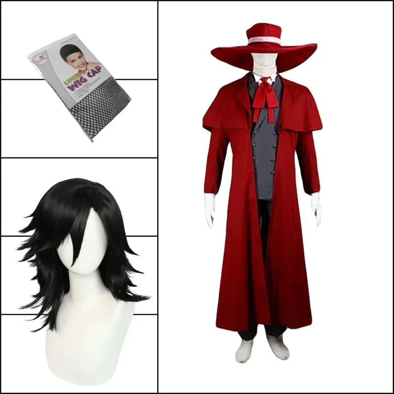 อะนิเมะ Hellsings Alucard คอสเพลย์เครื่องแต่งกาย Alucard Van Cos วิกผมเครื่องแต่งกายฮาโลวีน Carnival ชุด