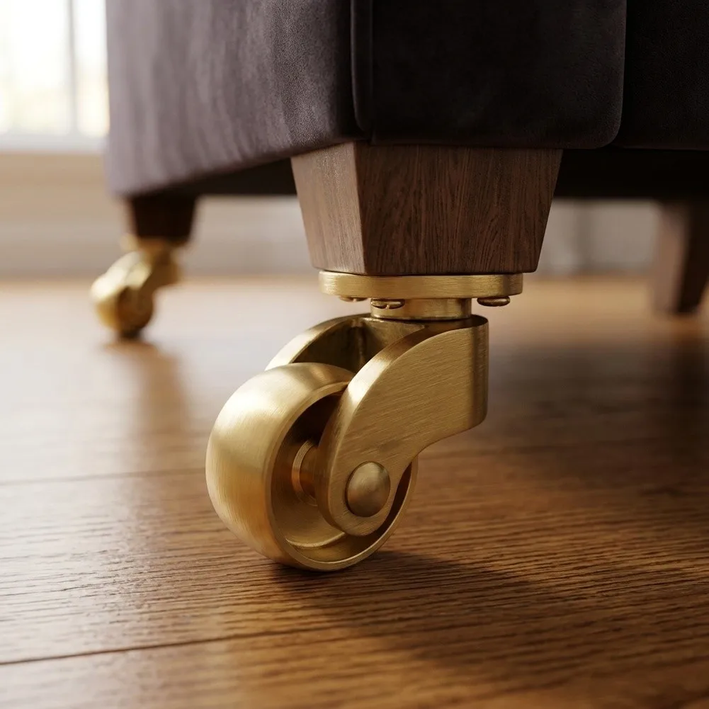 Furniture Casters in Brass for Tables Chairs Sofas Modern Styling Functional Mobility Easy Replacement of Old Wheels