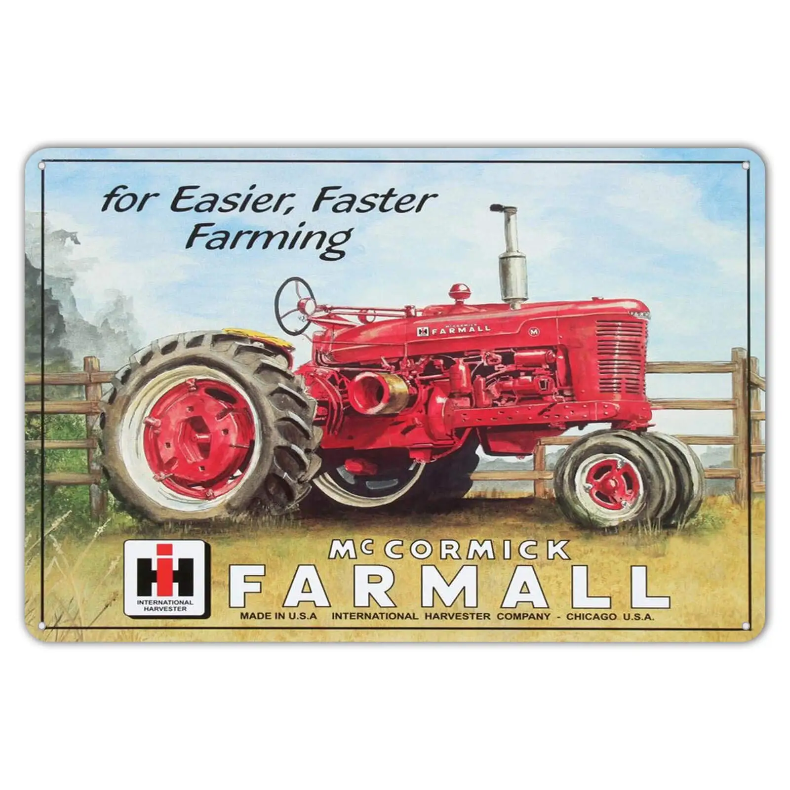 Agedsign Farmall Model M Tractor IH Fast Farming Equipment Vintage Style Metal Tin Sign 8 x 12 inches