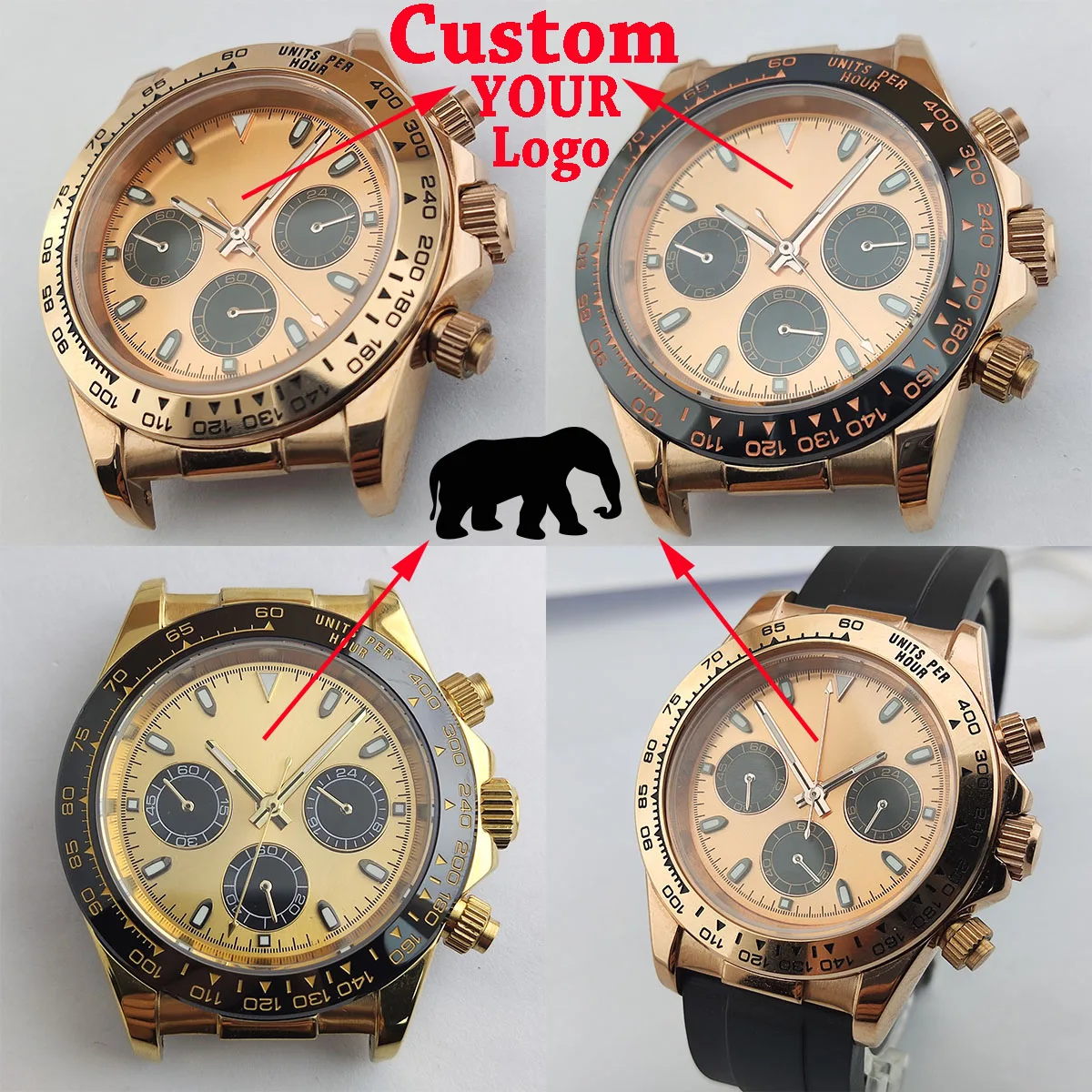 

39mm case VK63 case 29mm dial Panda dial custom logo dial quartz watch VK63 movement Chronograph watch accessories no nh35 case