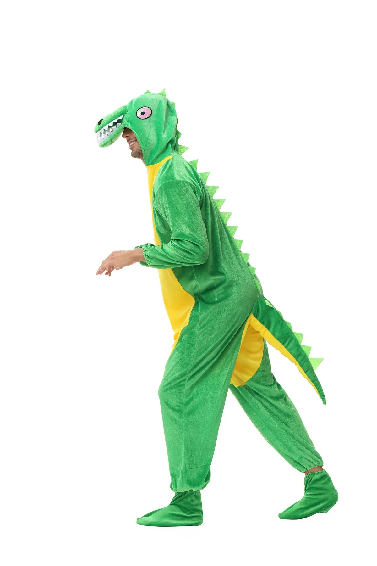 Costume cosplay di cartoni animati per animali adulti di Halloween Tutina verde T-Rex