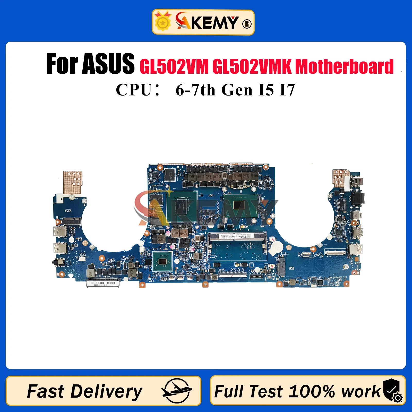 

GL502VM Laptop Motherboard For ASUS ROG Strix GL502V GL502VM GL502VMK Notebook Mainboard With I5 I7 CPU 100% tests OK fast ship