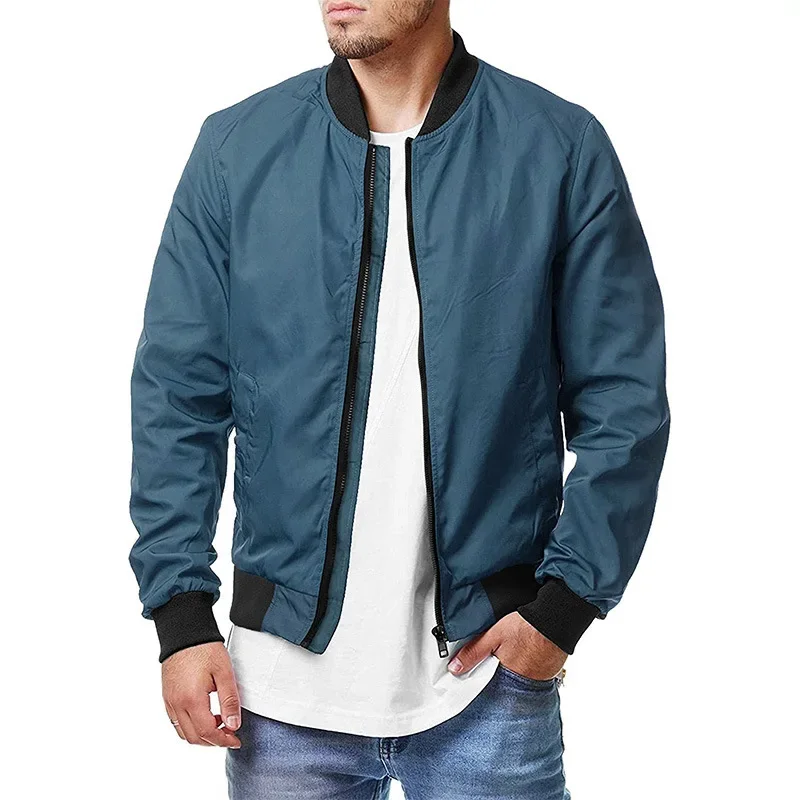 2023 Spring and Autumn New Men\'s Pilot Jacket Fashion Casual Fashion Brand Loose Large Zipper Stand up Neck Sports Top