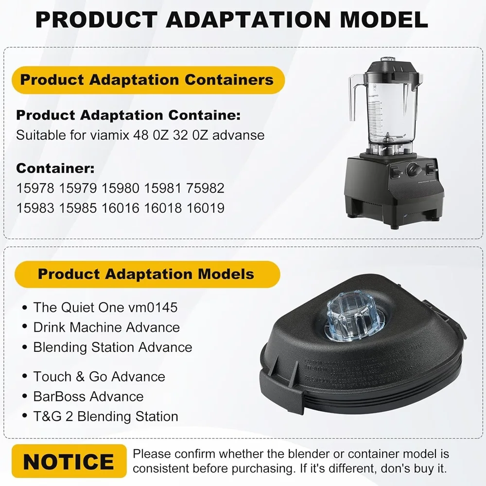 Replacement Lid for Vitamix 32 Oz & 48 Oz Advance Containers, Fit for Vitamix Quiet One, VM0145, Drink Machine, 15985 Blender