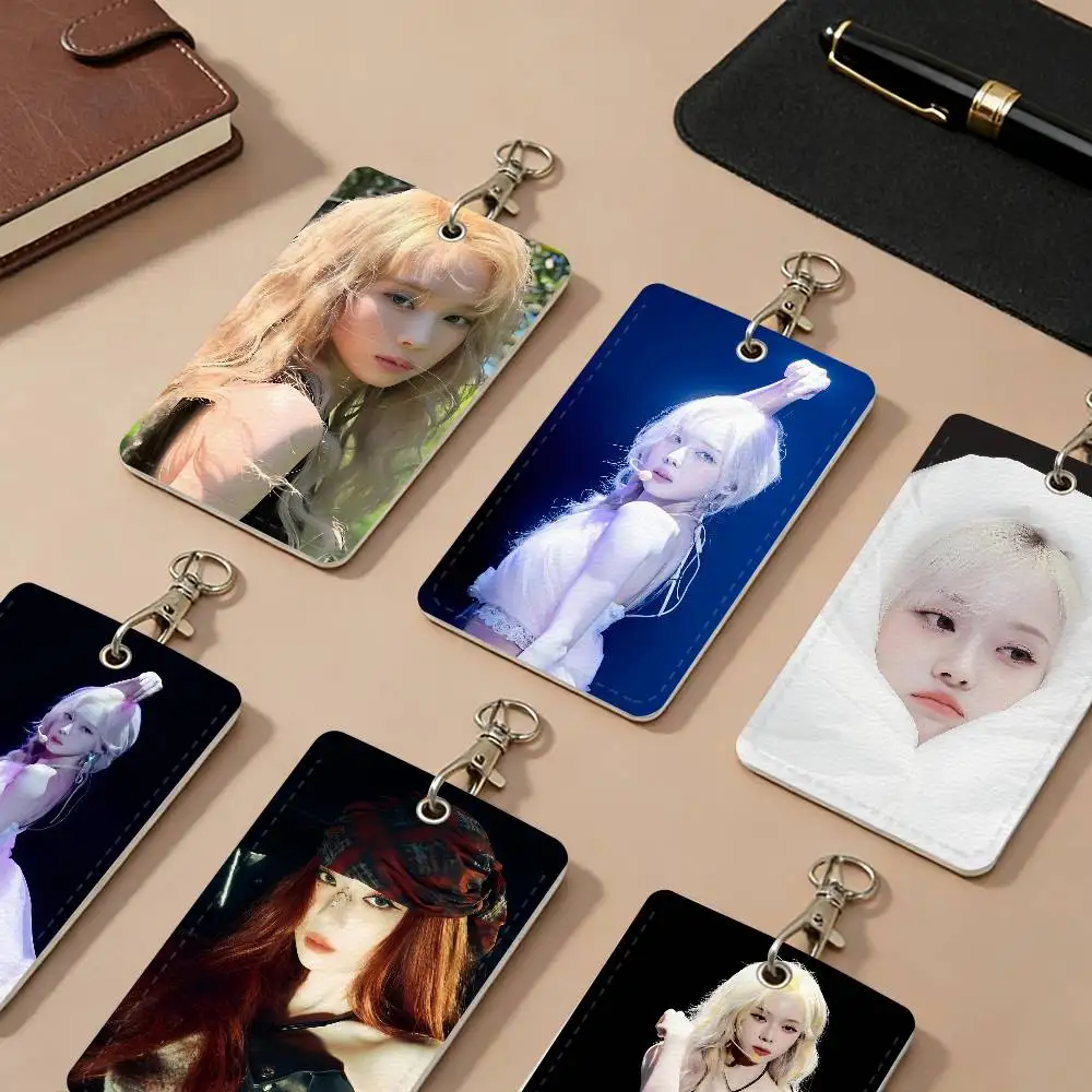 Singer W-Winter PU Leather Card Holders Anti-lost Student ID Protective Cover Cases Campus Access Cards Key Chain