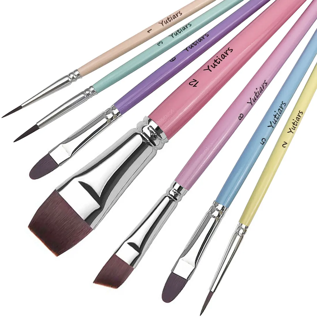 7PCS Face Painting Brush Set with Flat Angled and Detail Brushes for Body Art Festival Makeup Floral Designs and Fine Lines