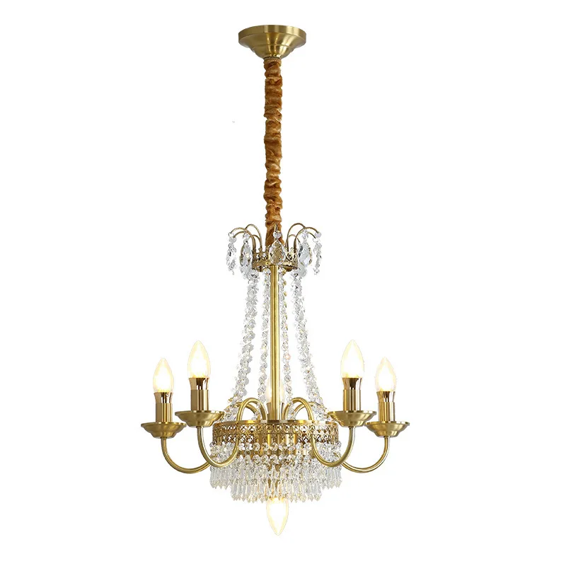 

French retro bedroom chandelier American light luxury crystal court villa study
