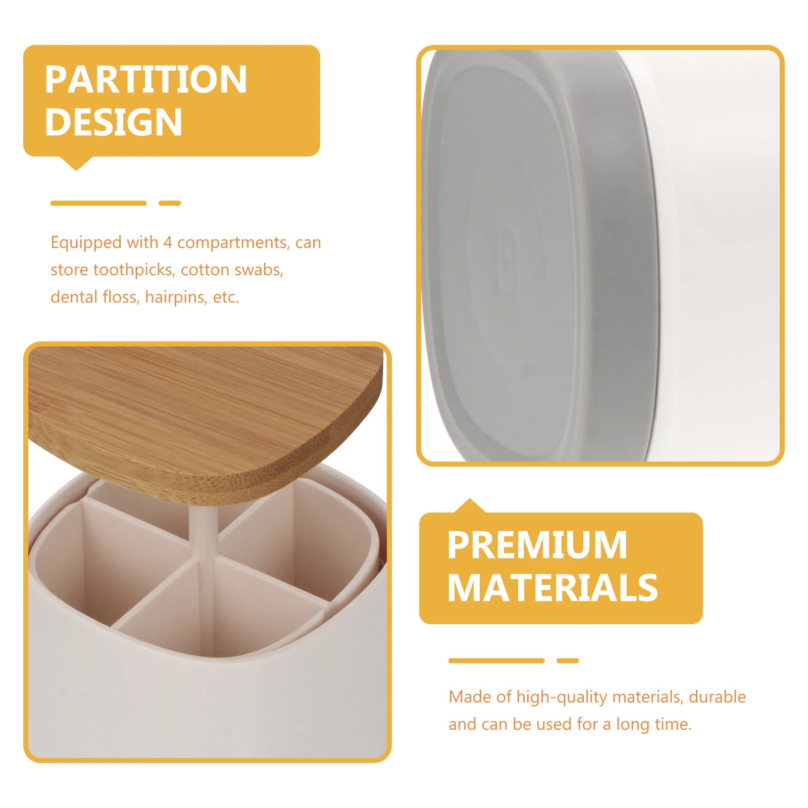 

1Pcs Toothpick Box Pressing Type Automatic Pop-Up Toothpick Holder Large Capacity Divided Storage Case for Home Floss Cotton