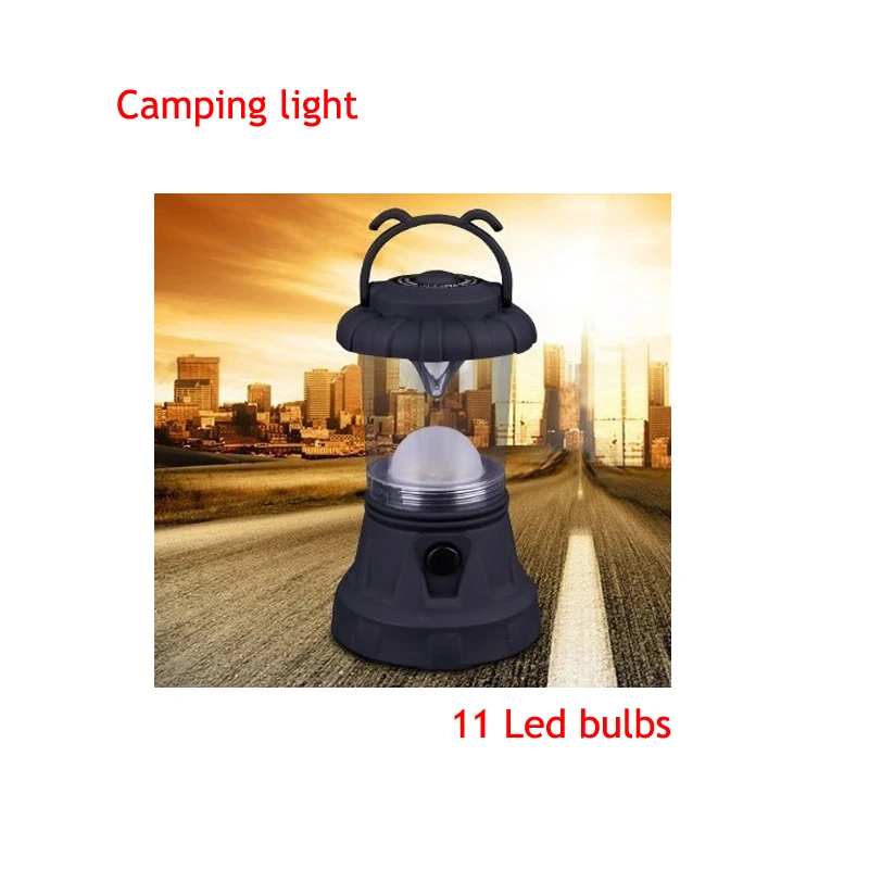 1pc Camping Bivvy Tent Camp Light Night Torch Fishing Lantern Hook Handle Outdoor Lamp flashlight  11LEDs