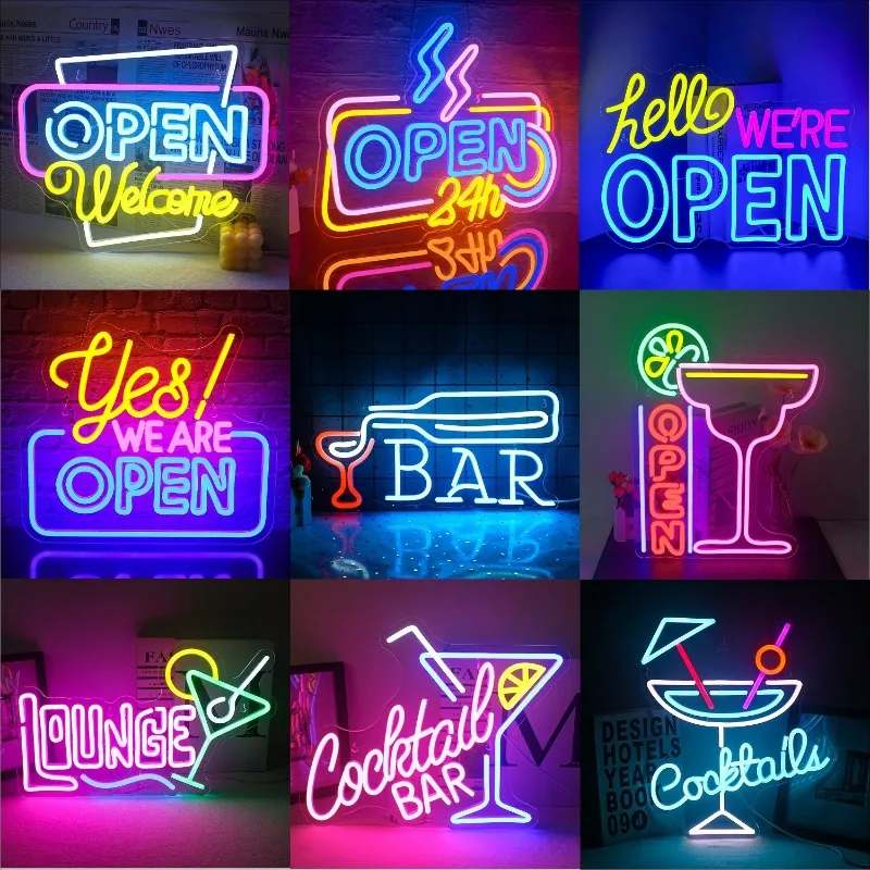 Open Welcome Bar Neon LED Sign USB Powered Room Wall Decoration For Pub Bar Club Men's Cave Party Restaurant Shop Sign Lights